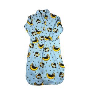 Vanity fair vintage woman’s Small blue fleece Teddy Bear crescent Moon pj dress